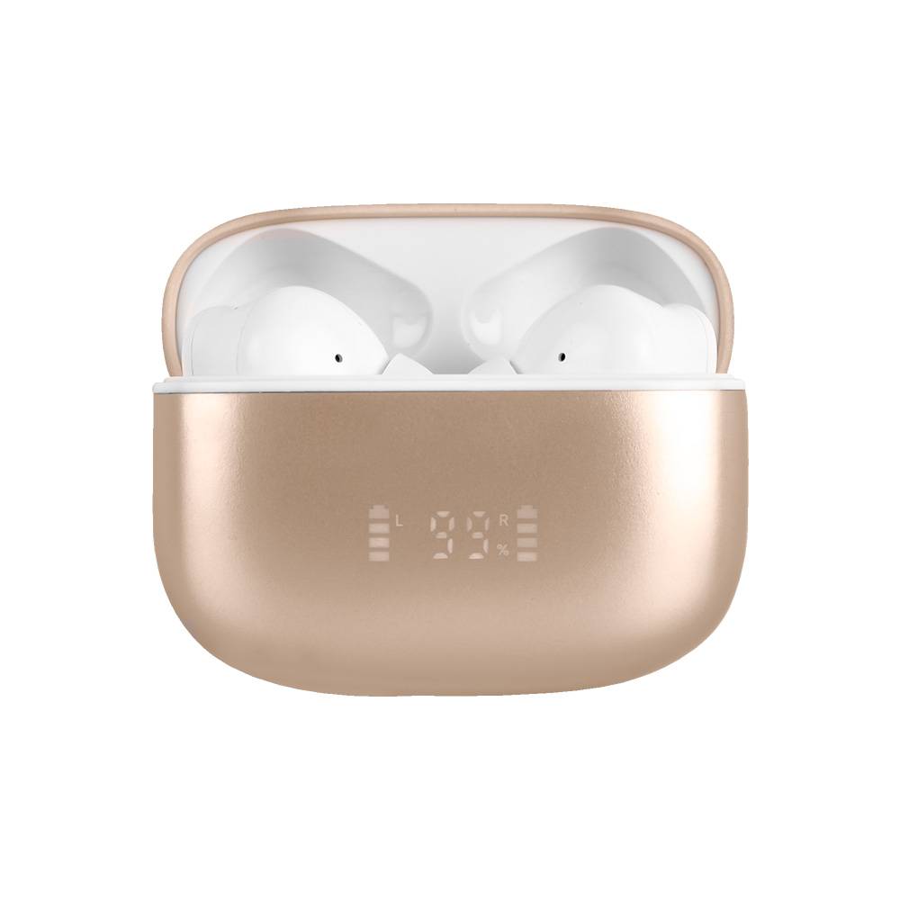 PC-117216 Audífonos Inalámbricos TWS Cancelación de Ruido ANC+ENC InTune | PERFECT CHOICE. Color Beige / Blanco -