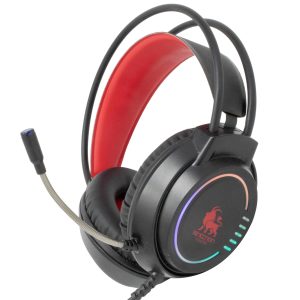 AUDIFONOS HEADSET GAMING OVER-EAR NBHG KIMERA RGB ALAMBRICO 3.5MM USB PC CONSOLAS CELULAR MICROFONO FLEXIBLE INC ADAPTADOR ROJO -