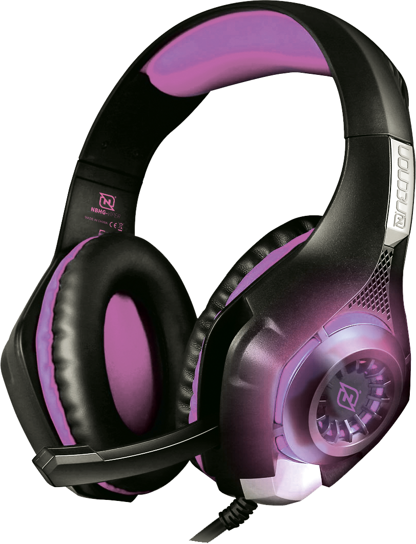 HEADSET GAMING OVER-EAR NBHG VIPER LED ALAMBRICO  DIADEMA FLEXIBLE MICROFONO 3.5MM USB PC CONSOLAS CELULAR INC ADAPTADOR MEGABASS FUCSIA -