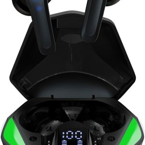 AUDIFONOS IN-EAR BLUETOOTH 5.1 TRUE WIRELESS GAMING SUPERBASS LUZ RGB 30MAH CAJA DE CARGA 200MAH MINIMA LATENCIA DISPLAY INFORMATIVO NEGRO -