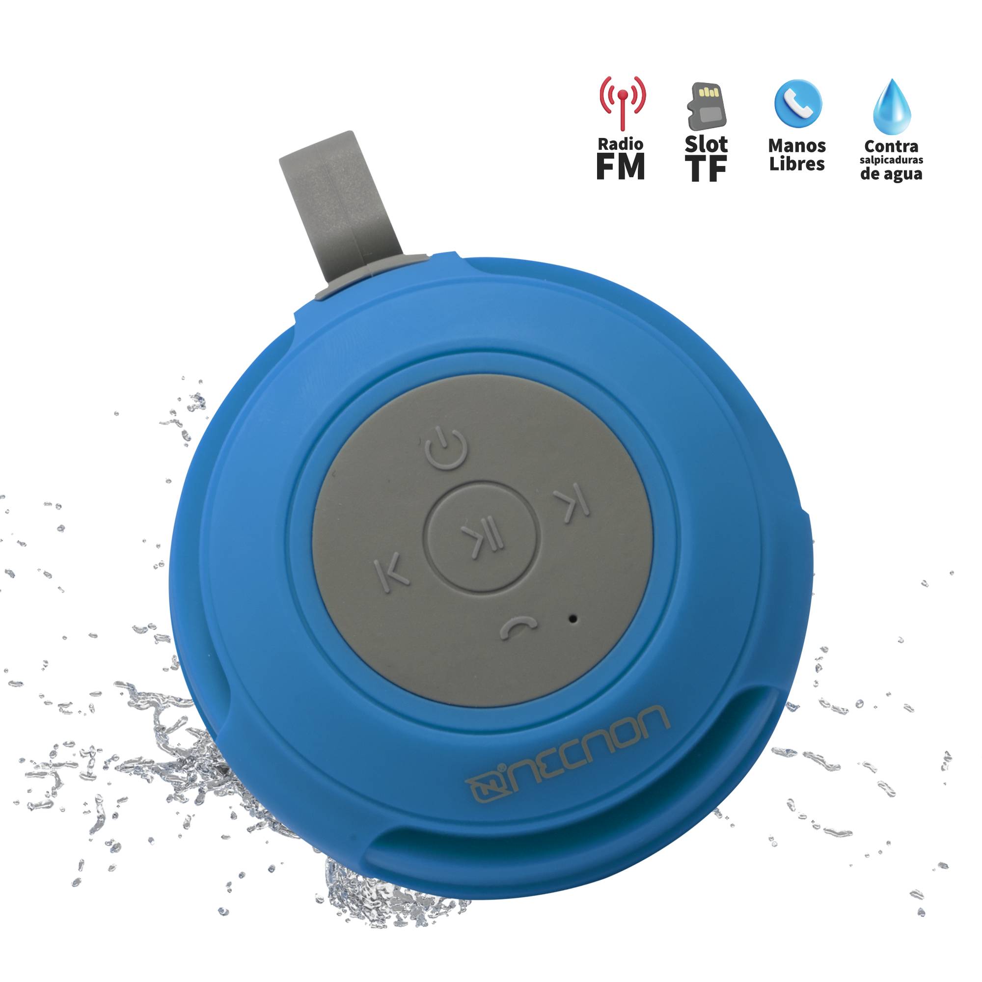 Bocina Inalambrica NECNON Modelo NB-04W PRO contra salpicaduras - azul