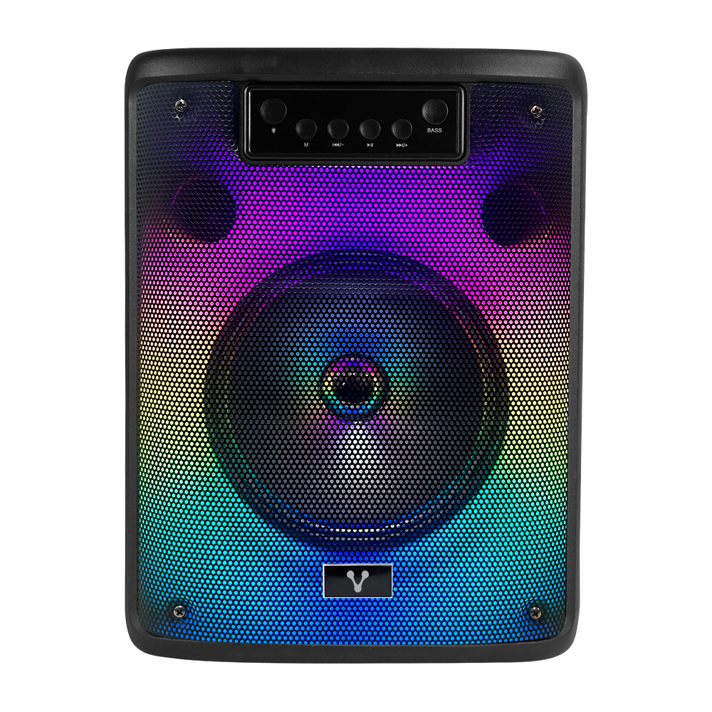 BAFLE VORAGO KSP-303 NEGRO 8 Pulgadas 10WATTS RMS / RECARGABLE / TWS BT 4HRS CARGA USB TIPO C / RGB -