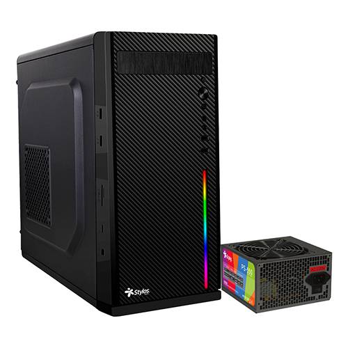 Gabinete Oficina Secai Micro Tower Stylos RGB con fuente de poder 550W STGASC1B -