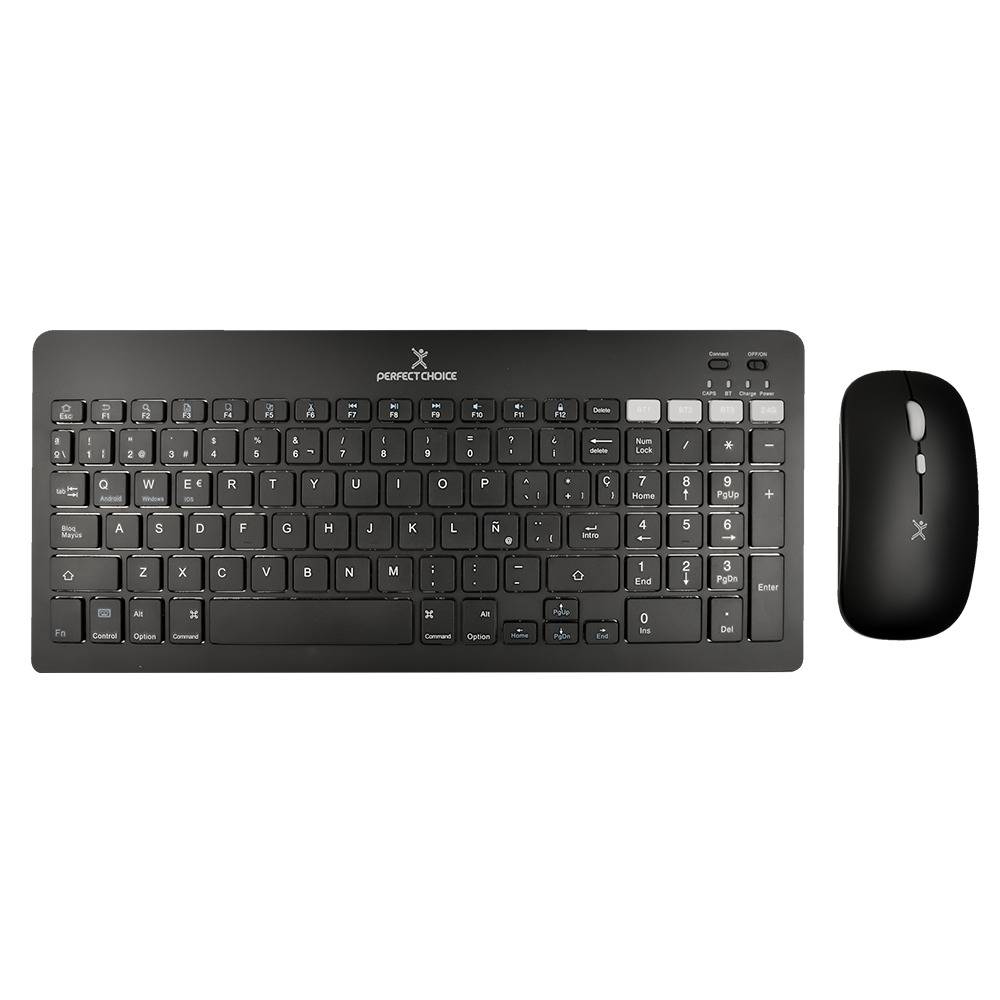 Kit Teclado + Mouse Recargable Inalámbrico + BT Zebrary Color Negro | PERFECT CHOICE -