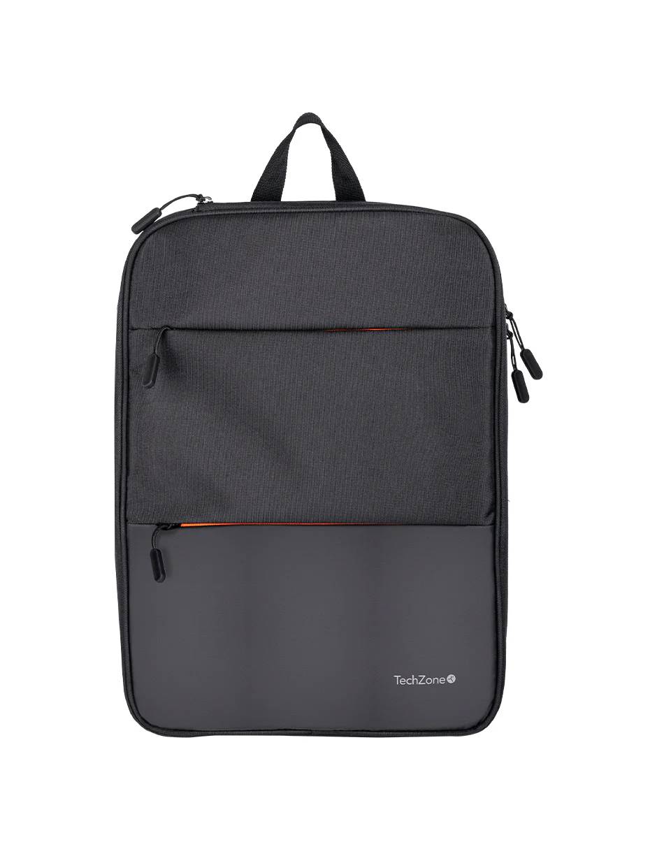 Backpack EXPAND TZLBP14 TECHZONE de 16 pulgadas color negro - múltiples compartimientos