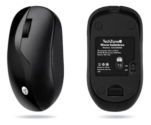 Mouse Inalámbrico ARMOR  Recargable TECHZONE color Negro - 1200 DPI