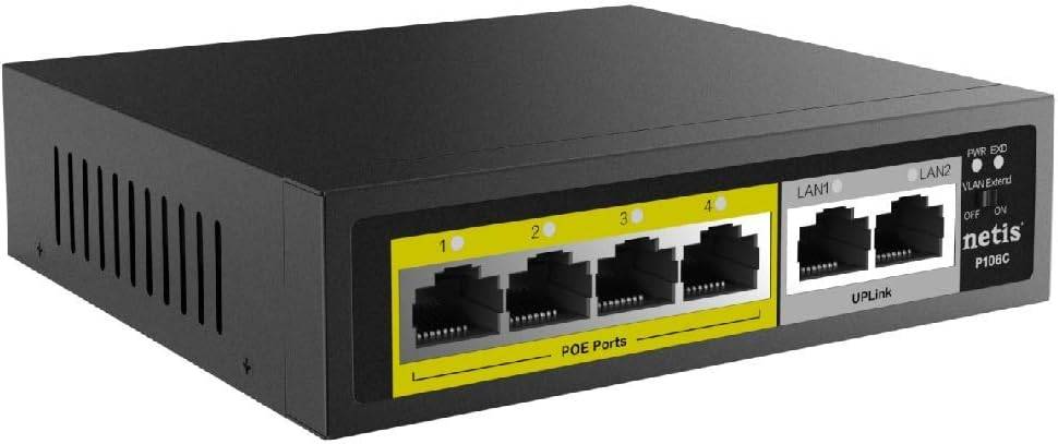 Netis Switch POE P106C - 4 Puertos POE y 2 Puertos Uplink