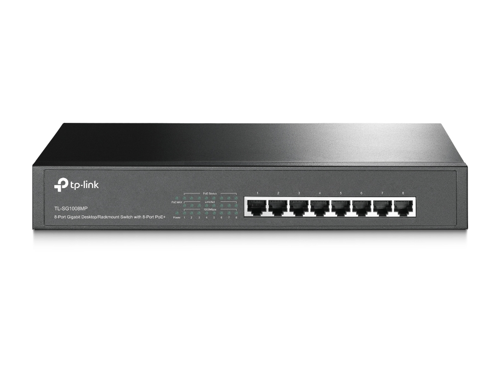 Switch Gigabit TP-Link No administrable POE (TL-SG1008MP) - Negro