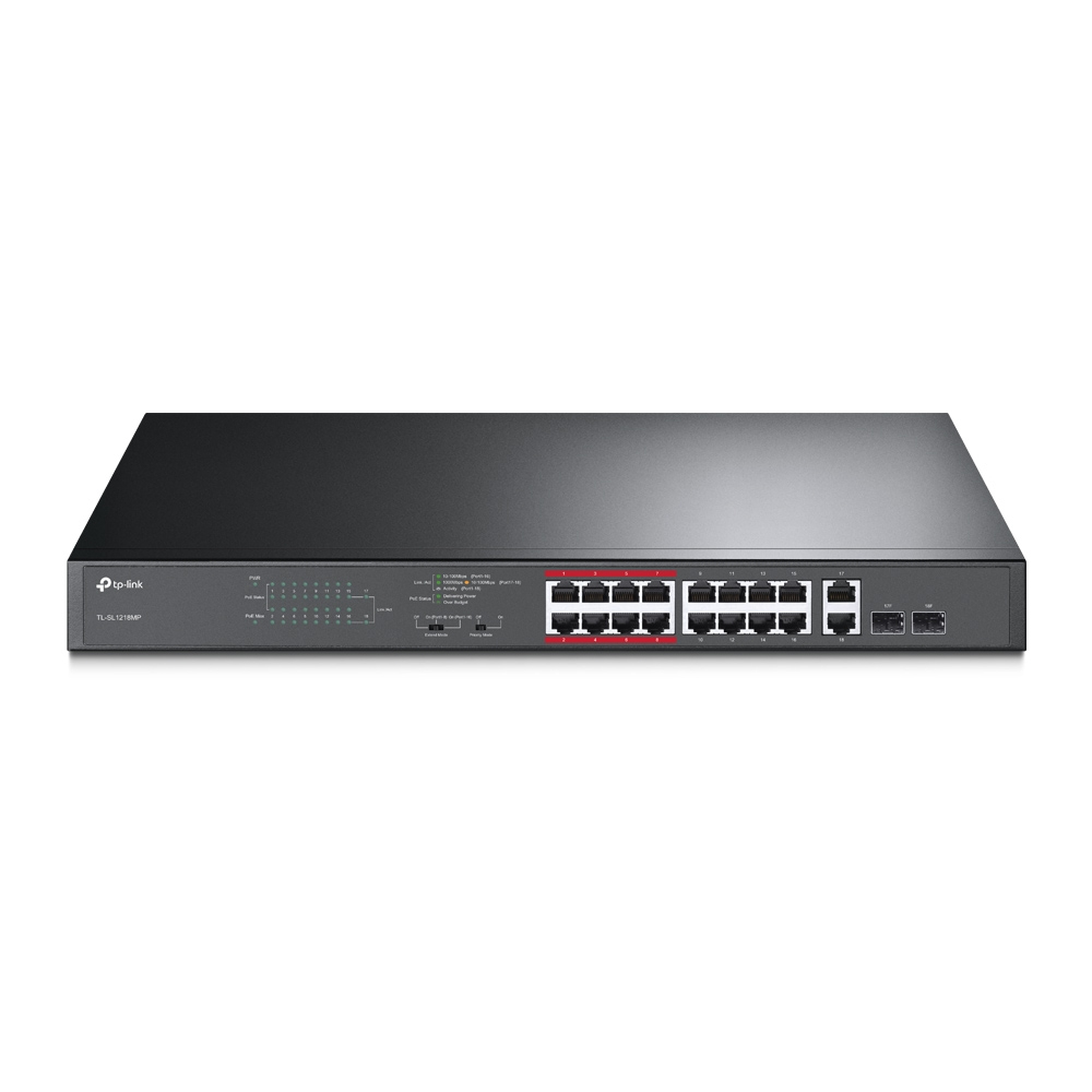 SWITCH POE TP-LINK TL-SL1218MP - 10/100Mbps + 2 Gigabit