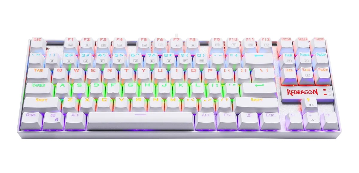 Teclado Mecánico Redragon Kumara White Rainbow - Español