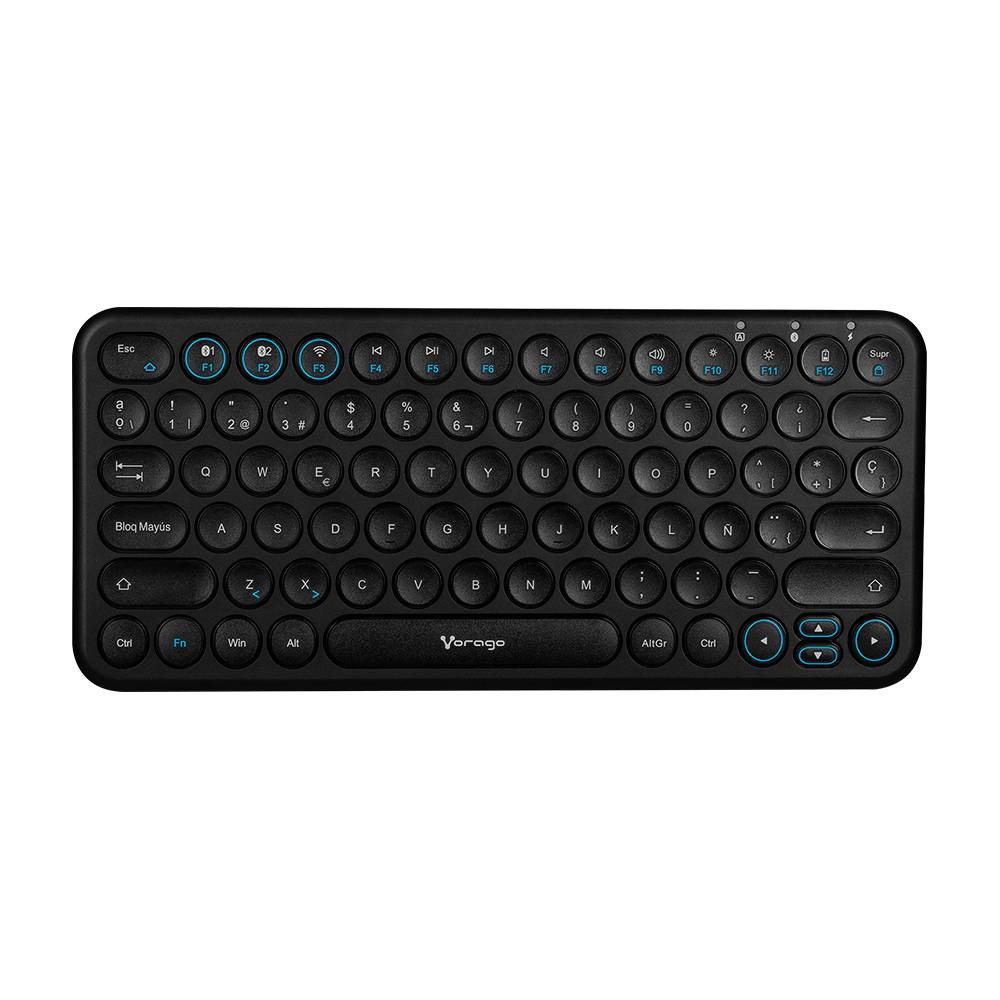 Teclado Inalambrcio Vorago MOD.KBW-400 Bluetooth de dos canales - conecta tres dispositivos diferentes al mismo tiempo